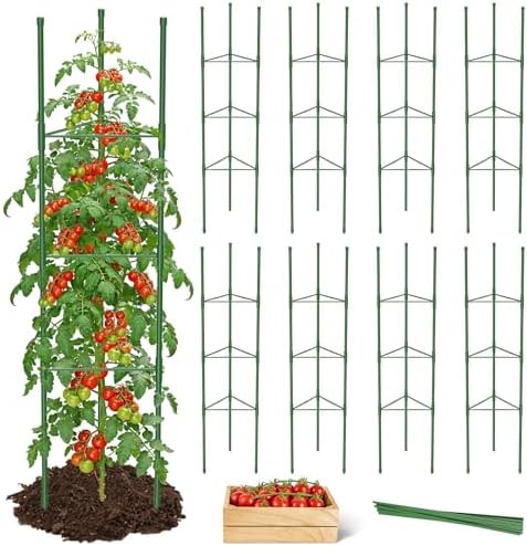 MYMULIKE 8 Pack Tomato Cages for Garden, 51in*13in Adjustable Tomatoes Plant Stakes Support Cages Trellis, Garden Trellis for Vegetable Flowers Fruits Climbing Plants- 20 Binding Wires Included by MYMULIKEHOME