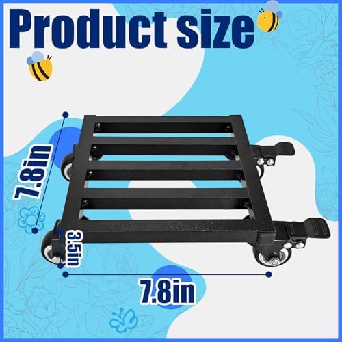 2PCS 8 Inch Plant Caddy with Wheels Lockable Heavy Duty Trolley Large Metal Square Plant Dolly Plant Roller Base Potted Stand Suitable for Indoor Outdoor Plant Pots Black - Image 2