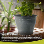 Headwind Riverside Collection – 10" Calcite Grey Glazed Decorative Plant Pots Indoor with Drainage & Outdoor - Modern Flower Pot Weather-Resistant Lightweight Planter by Robert Allen - Image 4