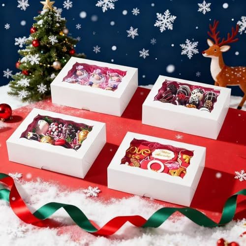 100PCS 8x5x2 Inch Bakery Boxes with Window, Perfect for Cookies, Chocolate Covered Strawberries, Macaron & More, Simple Style - Image 6