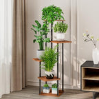 AZERPIAN 5 Tier Tall Plant Stand Indoor Corner Tiered Shelf Metal MDF Board - Image 2