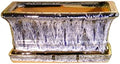 Bonsai Boy Marble Blue Ceramic Bonsai Pot - Rectangle Professional Series With Attached Humidity/Drip Tray 8.5" X 6.5" X 3.5" by Bonsai+Boy