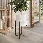 EverNest Claire Mid-Century Modern White Plant Pot with Ambrose Stand, SelectBase, Indoor Plant Pot, Bohemian Style, Minimalist Plant Home Décor (Small, Black) - Image 5