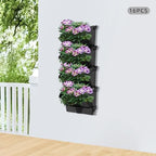 20Pack Vertical Wall Planter, 13 inch Wall Mounted Garden Planters, Stackable Wall Hanging Planter, Plastic Flower Pot with 4 Drainage Tray & 6.56FT Drainage Pipe for Indoor and Outdoor (Black) - Image 4