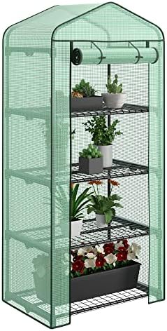 4 Tier Mini Greenhouse Indoor Outdoor with PE Cover and Roll-Up Zipper Door, Portable Waterproof Cloth Greenhouse Tent Grow Seeds & Seedlings, 2.3x1.5x5.3 FT by NovaMicrodermabrasion