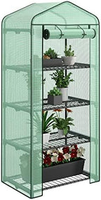 4 Tier Mini Greenhouse Indoor Outdoor with PE Cover and Roll-Up Zipper Door, Portable Waterproof Cloth Greenhouse Tent Grow Seeds & Seedlings, 2.3x1.5x5.3 FT by NovaMicrodermabrasion