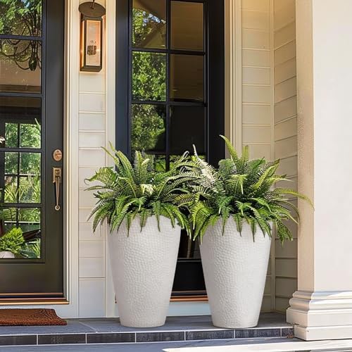 LA JOLIE MUSE Tall White Planter for Indoor Plants,20 Inch Tall Round Planter, Modern Flower Pot Containers,Large Decorative Tree Plant Pot,1 Pack - Image 2