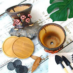 5.5 Inch Succulent Pot Handmade Flower Design Round Ceramic Antique Plant Pot Cactus Pot Planter with Drainge and Saucer Set of 2 - Image 5