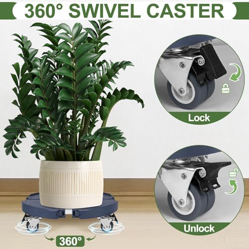 ToLanbbt 4 Pack Plant Caddy Stands with 360° Wheels Adjustable 15-22 in Rolling Stands Heavy Duty Large Plant Carts Dolly with Casters 440lbs Capacity for Large Planter, Garden Pot, Flower Pot, Blue - Image 4