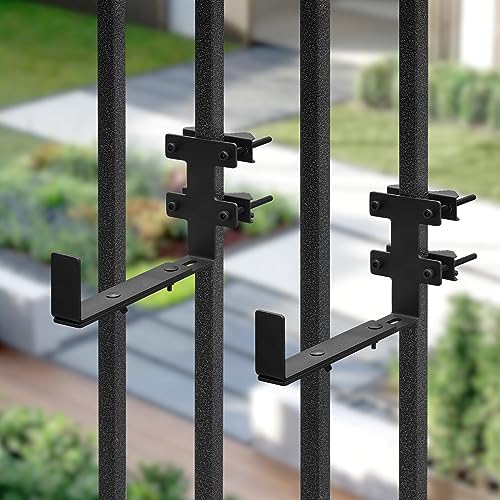 Planter Box Bracket, Flower Box Holder Circular and Square Railings Brackets,Adjustable Deck Railing Planter Box Holder for Patio Garden Fence Pergola Balcony (2 Pieces) - Image 5