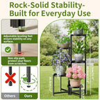 Tall Plant Stand Indoor Outdoor, Corner Metal Flower Pot Stands for Multiple Plants, 5 Tier Heavy Duty Plant Shelf for Patio Garden Balcony Living Room Bedroom - BlackDisk - Image 3