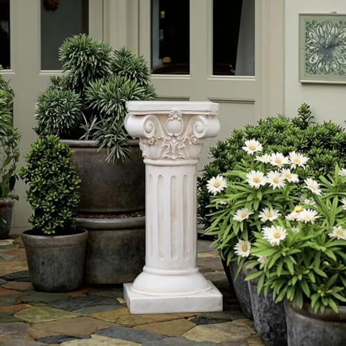 VISIBLE Decorative Roman Column Pedestal, MGO Cement with Fiber, Classical Garden Pillar, Indoor Outdoor Decor, Wrap Foam Safely Delivered from Local Warehouse (White, 21.7IN) - Image 6