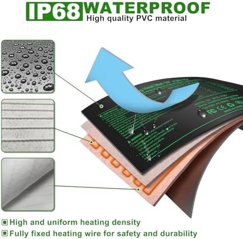 Seedling Heat Mat with Built-in Temperature Controller (2 Pack), 10" x 20.75" Plant Heating Pad with Thermostat for Indoor Seed Starting Germination Hydroponics Waterproof - Image 5