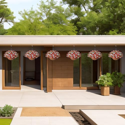 INXUGAO Artificial Fake Flowers Hanging Basket for Outdoor Decoration - Image 5