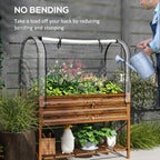 Outsunny Raised Garden Bed with Cover and Storage Shelf, Dark Brown - Image 6