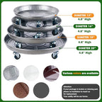 3 Packs Metal Plant Caddy with Wheels 16 inches Rolling Plant Stand Heavy Duty Plant Dolly with Casters for Indoor and Outdoor Large Planter Casters Potted Plant Mover, Silver-black - Image 3