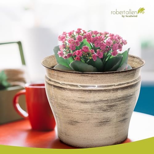 Headwind Glazed Ironstone Vanhorne Collection – 14" Papyrus Beige Decorative Plant Pot – Lightweight & Triple Coated w/Drainage Flower Pot for Indoor Plants & Outdoor Planter Use by Robert Allen - Image 5
