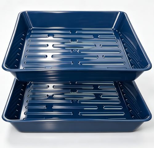 2 Packs Square Plant Saucer Pot Tray, 16 inch Blue Flower Planter Saucers and Drip Trays by Unknown