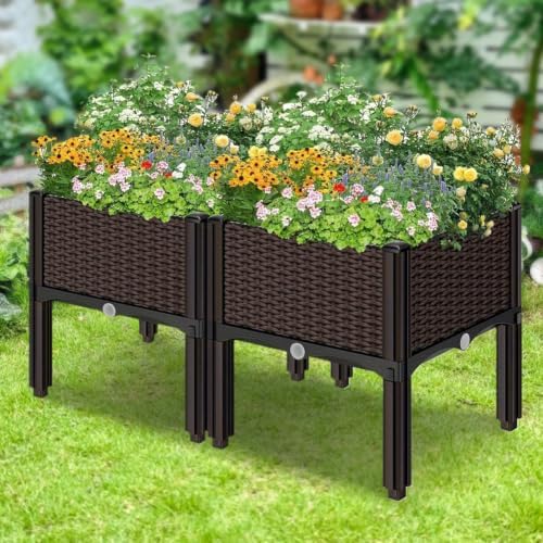 Elevated Plastic Raised Garden Bed Planter Outdoor Planters with Drainage - Image 3