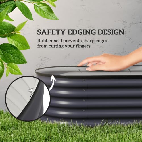 Outsunny 8' x 2' x 1.4' Galvanized Raised Garden Bed Kit, Dark Gray - Image 5