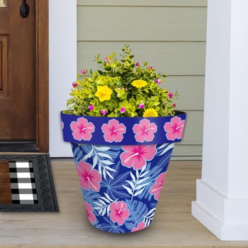 Briarwood Lane Summer Planter 14" x 15" x 15" Pink and Blue Tropical Large for Summer Planter - Image 2
