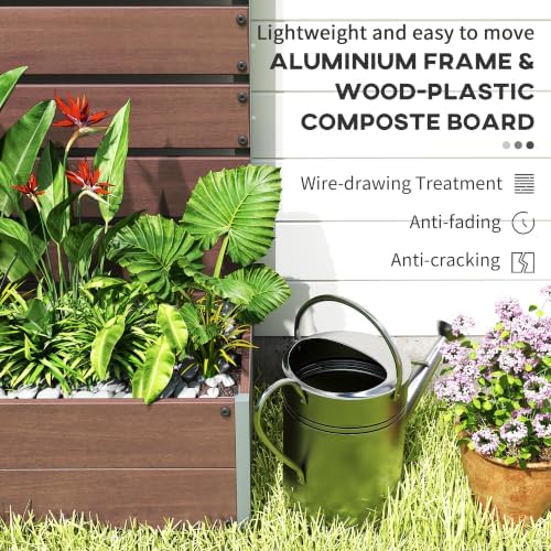 Outsunny Raised Garden Bed with Trellis, 35.75" x 15" x 70.75", Light Brown - Image 4
