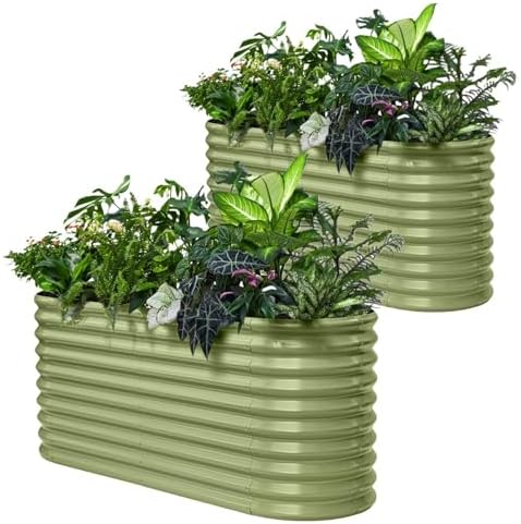 2 Pcs 6x2x2.5 ft Raised Garden Bed, 30" Tall Galvanized Planter Box by Annoell