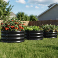 COMHOMA 3 Pack Round Raised Garden Bed 2x2x1ft,Galvanized Metal Planter Box Kit for Outdoor Gardening,Vegetable Flower Herb Growing Beds with Gloves Tools,Black by ComHoma