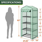 4 Tier Mini Greenhouse Indoor Outdoor with PE Cover and Roll-Up Zipper Door, Portable Waterproof Cloth Greenhouse Tent Grow Seeds & Seedlings, 2.3x1.5x5.3 FT - Image 6