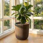 Vintage Brown Magnesium Oxide Planter Pot 14.37" with Drainage Hole by LAFORMO