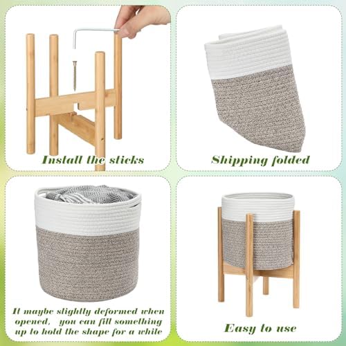 Plant Baskets Indoor with Liner, White and Brown, 10 Inch - Image 3