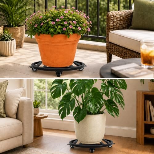 18" Plant Caddy with Locking Wheels, 500lbs Iron Rolling Plant Stand 2-Pack - Image 7