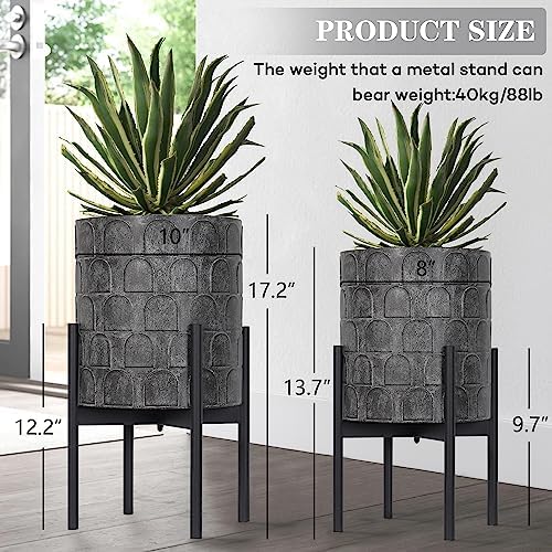 Oakrain Planters for Indoor Plants, Set of 2 Modern Planter with Stand - Image 2