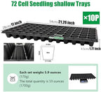 RooTrimmer 72 Cell Seed Trays, Thick Durable 72 Cell Plug Tray Seedling Plastic Nursery Tray for 1020 Flat Germination (10-Pack, 21"×11", 1.81" Height, Low) - Image 2