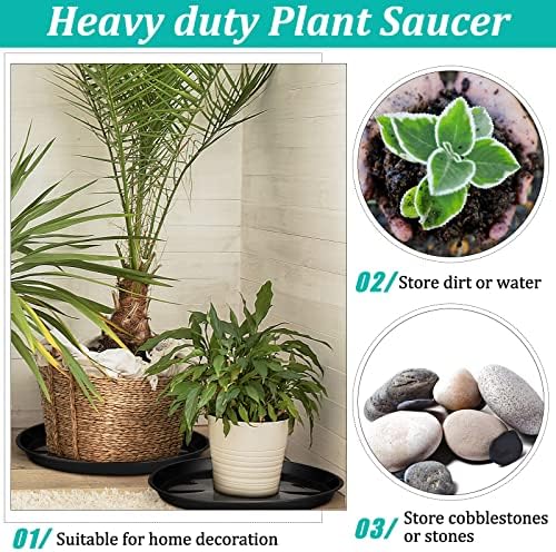 Eccliy 6 Pack Plastic Plant Saucer, Round, 20 Inch, Black - Image 5