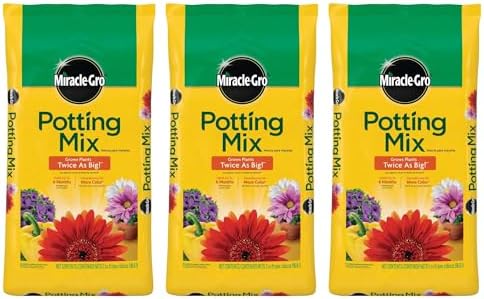 Miracle-Gro 3 Pack Potting Soil Mix for Container Plants, Flowers, Vegetables, Shrubs, Annuals, and Perennials, Feeds for Up to 6 Months, 2 Cu Ft by Unknown