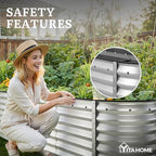 YITAHOME 8x2x2ft Galvanized Oval Raised Garden Bed, Metal Planter Box with Safety Rubber, Gloves, Outdoor Flower Bed for Planting Plants Vegetables, Silver - Image 6