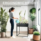 Cocoyard Metal Elevated Planter Box - 28" Raised Garden Bed with Legs for Indoor and Outdoor - Tall Narrow Rectangle Planter with Felt Liner, Drainage Holes and Plugs for Herbs and Flowers(Black) - Image 4
