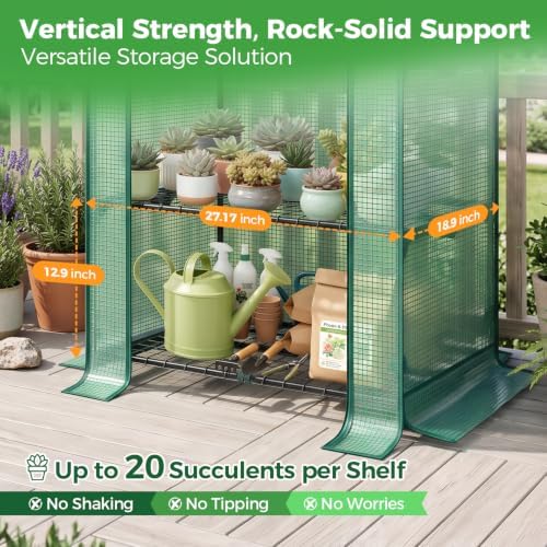 Mini Greenhouse with Screen Roof, Ohuhu Upgraded Portable 4 Tier Small Greenhouses for Outdoors Indoor with Reelable Door, Heavy Duty Plastic Green House for Outside Garden Patio Yard Porch Balcony - Image 4
