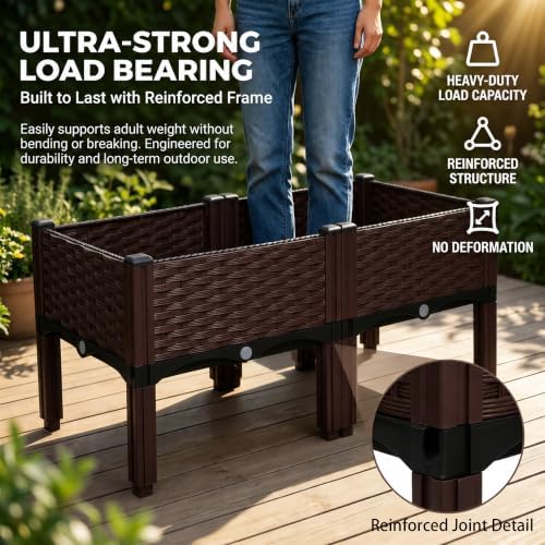 Raised Garden Bed with Interchangeable Wheels, Garden Boxes with Drainage, Ideal for Planting Vegetables, Herbs and Flowers, Patio. Suitable for Both Indoor and Outdoor use. - Image 3