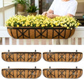 LaLaGreen 36 Inch, 4 Pack Railing Planters with Coir Liner – Large Black Metal Window Boxes with Adjustable Brackets for Wall Mounting, Herb Pots, Balcony & Fence Planter for Patio, Porch, Garden by L%C3%A1L%C3%A1Green