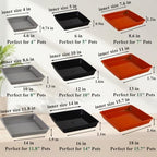 10 Pack Square Plant Saucer 14 Inch Plastic Drip Trays to Catch Water, Gray - Image 2