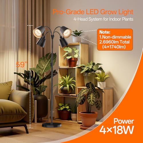 Bstrip 4-Head LED Grow Light with Stand for Indoor Plants, Full Spectrum - Image 2