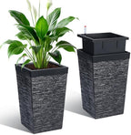 Garvee 16" Tall Planters Set of 2, Outdoor＆Indoor Planter Pots, Black by Garvee