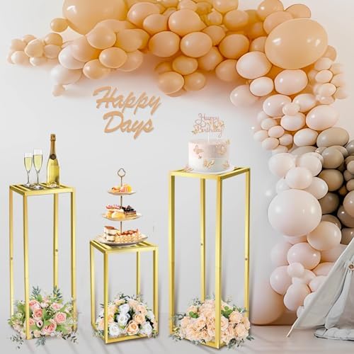 3pcs Cylinder Stands for Party, Gold Square 15.7/23.6/31.5 inch - Image 5