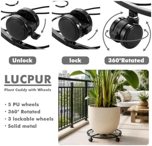 3 Pack Metal Plant Caddy with Wheels, 20 Inch Plant Stand with Wheels Heavy Duty Wrought Iron Large Rolling Plant Caddy Plant Dolly Plant Rollers Plant Cart Large Plant Mover - Image 5