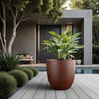 Kante Large Round Bowl Rusty Concrete Planter 18" Dia, Outdoor - Image 5