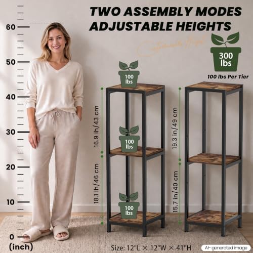 TOSKING 3-Tier Tall & Wide Metal Plant Stand Indoor, 41-Inch, Brown & Black - Image 5
