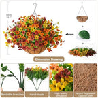 Artificial Fall Hanging Flowers Basket, UV Resistant Mums for Outdoors - Image 2