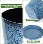 2 Pcs Pack 21 Inches Plastic Resin Tall Tapered Planter Pots Large Round Planter Flower Pot with Drainage Holes for Indoor Outdoor Deck Porch Garden Home Patio Front Door (Blue, L) - Image 5